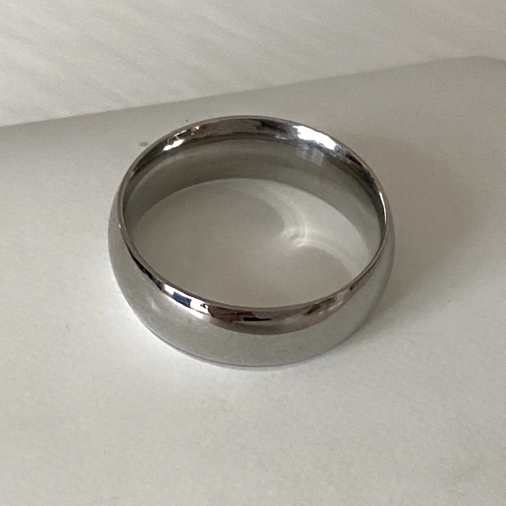 Stainless Steel Wide Dome Ring Tarnish Resistant Hypoallergenic Minimalist 6mm